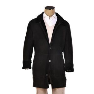 Hettabretz ISA Black Suede Shearling Overcoat